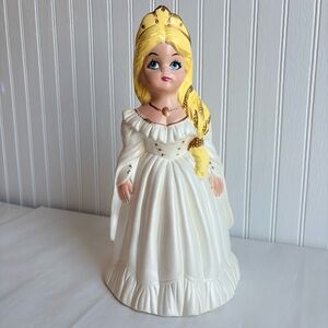Vintage Atlantic Mold Princess Birthday Girl Painted Blonde White Dress Figurine